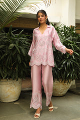 Pink Delight Embroidered Women's Co-ord Set