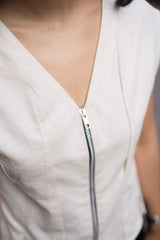 Cream Pleated Waistcoat with Embroidered Pants