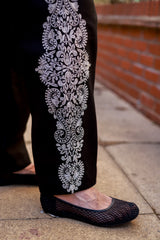 Cream Pleated Waistcoat with Embroidered Pants