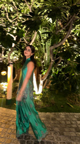 Meher Emerald Green Embroidered Farshi Set