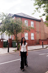 Cream Pleated Waistcoat with Embroidered Pants