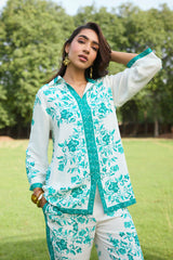 Aqua Printed Linen Set