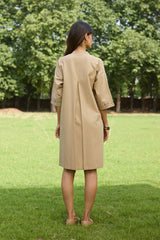 Beige Bloom Cross Stitch Dress