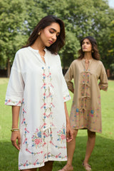 Off White Bloom Cross Stitch Dress