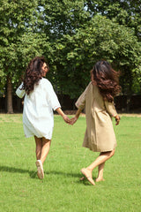 Beige Bloom Cross Stitch Dress