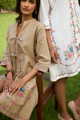 Off White Bloom Cross Stitch Dress