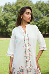 Off White Bloom Cross Stitch Dress