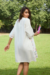 Off White Bloom Cross Stitch Dress