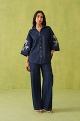 Noor Embroidered Denim Top