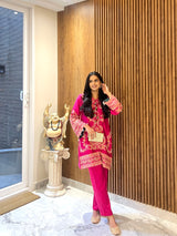 Noor Hot Pink Fusion Embroidered Set