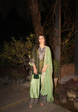 Green Crush Tissue Embroidered Farshi Set