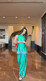 Meher Emerald Green Embroidered Farshi Set