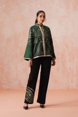 Bottle Green Coat with Corduroy Patchwork Bottom
