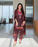 Meher Chocolate Contrast Printed Set