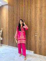 Noor Hot Pink Fusion Embroidered Set