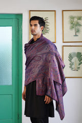 Model draped in wine metallic stole, elegant wedding gift idea