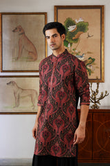 Maroon Paisley Embroidered Kurta with Black Patiala Pants