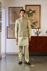 Naaz Green Self Zari Embroidered Jacket with Kurta & Pant