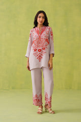 Pink Paisley Printed Set- Inchingindia