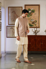 NaazEmbroidered Self Diamond Jacket with Kurta & Pant