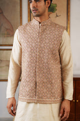 NaazEmbroidered Self Diamond Jacket with Kurta & Pant