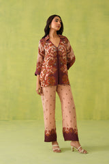 Rust-Beige Printed Set- Inchingindia