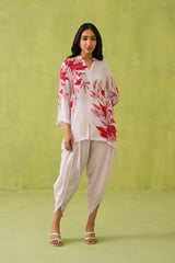 Pink Floral Dhoti Set