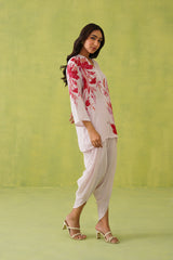 Pink Floral Dhoti Set