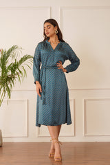 Teal Blue Printed Dress