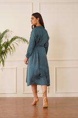 Teal Blue Printed Dress