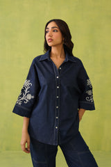 Noor Embroidered Denim Top