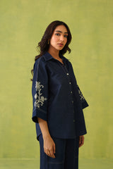 Noor Denim Embroidered Coord Set- Inching India