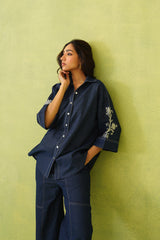 Noor Embroidered Denim Top