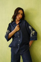 Noor Embroidered Denim Top