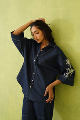 Noor Embroidered Denim Top