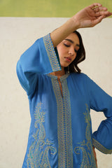 Beautiful Cobalt Paisley Dhoti Set For Women-inching india