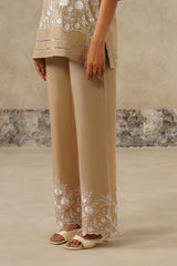 Pants of Naaz Beige Embroidered Co-ord Set
