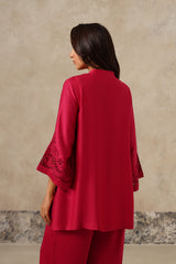 back view, Naaz Rani Pink Cutwork Embroidered Co-ord Set