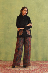 Beautiful Black Corduroy Patchwork Top For Women-Inching India