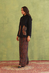Beautiful Black Corduroy Patchwork Top For Women-Inching India