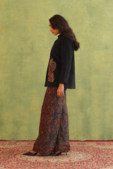 Black Paisley Woven Pant for women-Inching India