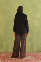 Beautiful Black Corduroy Patchwork Top For Women-Inching India