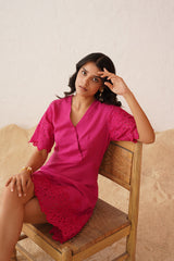 Hot Pink Cutwork Dress