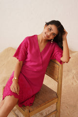 Hot Pink Cutwork Dress