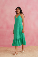 Jungle Green Cutwork Dress
