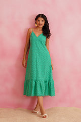Jungle Green Cutwork Dress