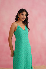 Jungle Green Cutwork Dress