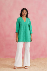 Jungle Green Cutwork Top