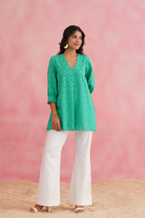 Jungle Green Cutwork Co-ord Set