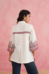 Cream Cross Stitch Embroidered Top